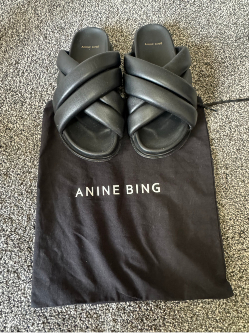 Anine Bing Women's Lizzie Slider Sandals in Black Size 36/6 - Picture 2 of 15